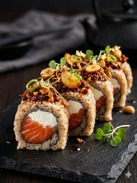Rolls con salmón ahumado y queso crema